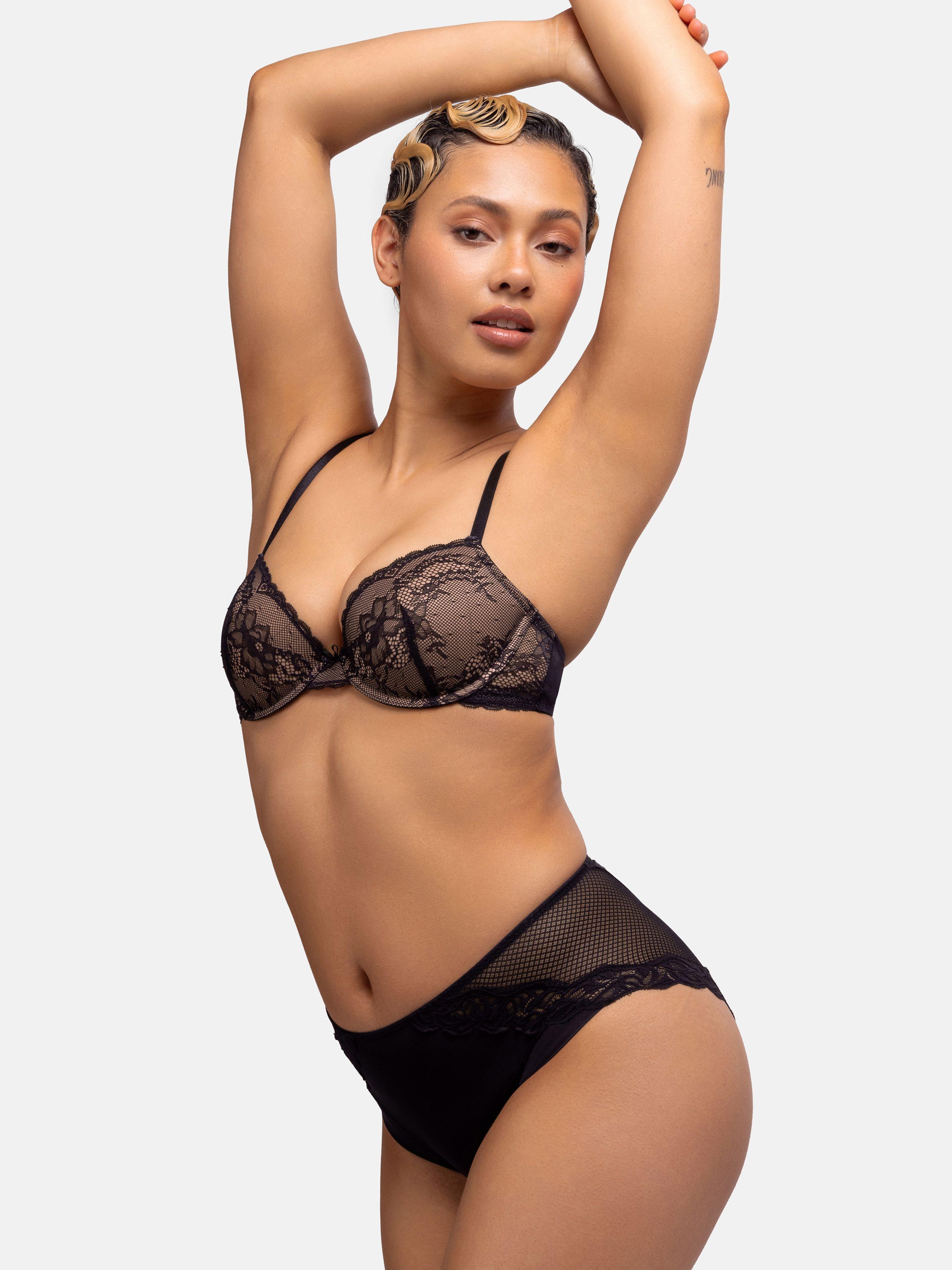 2-Pack Chlo Light Padded Demi Black/Blush by DORINA