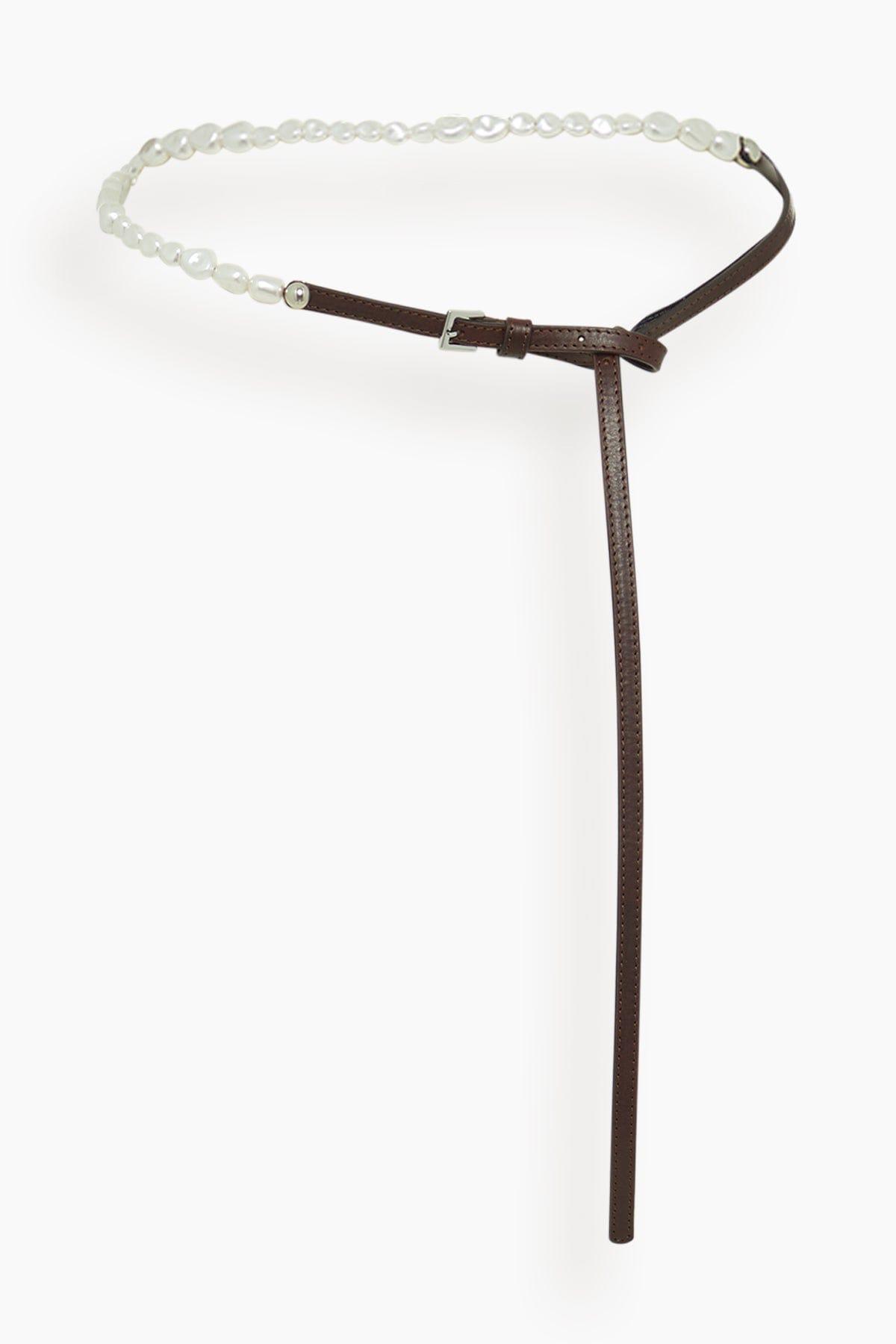 Pearl Perfection Stud Belt in Chocolate by DOROTHEE SCHUMACHER