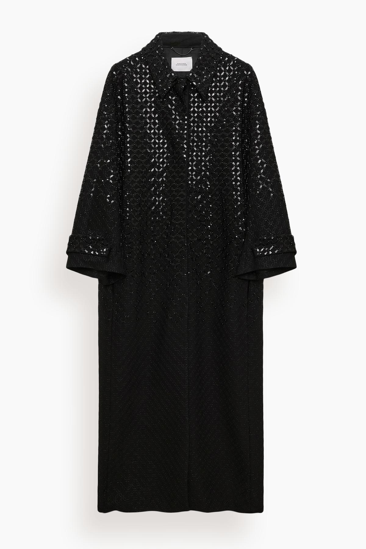Sparkling Emotions Coat in Pure Black by DOROTHEE SCHUMACHER