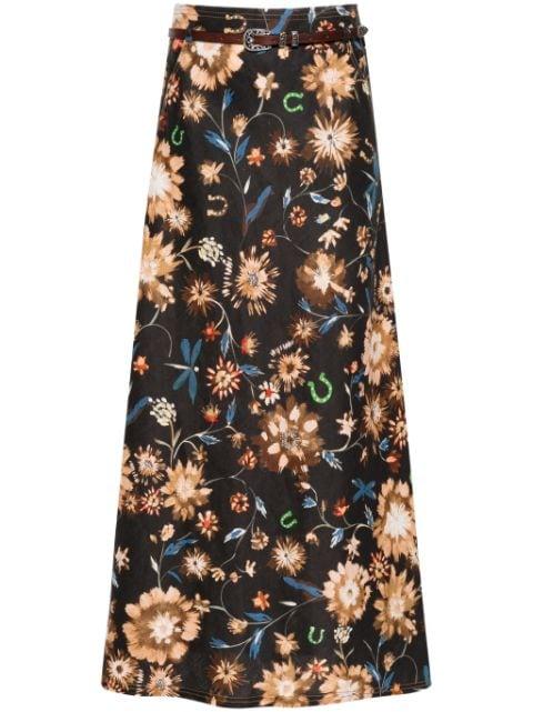 floral-print linen midi skirt by DOROTHEE SCHUMACHER