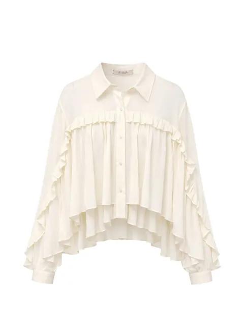ruffled-trim long-sleeve blouse by DOROTHEE SCHUMACHER