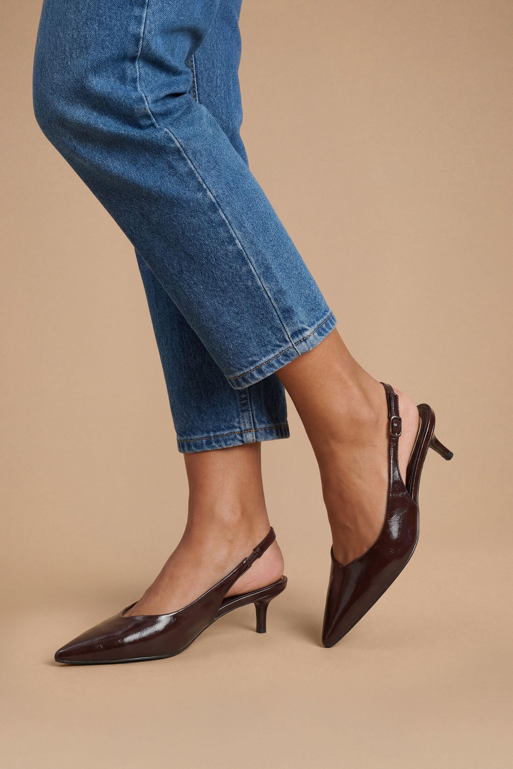 Avarni Faux Leather Slingback Kitten Heel Court Shoes by DOROTHY PERKINS