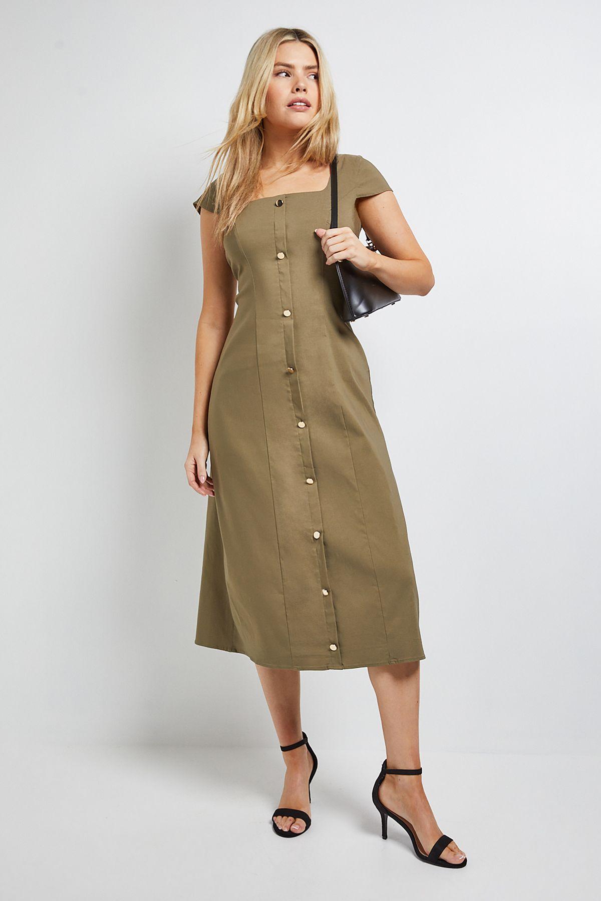 Bengaline Button Down Midi Dress by DOROTHY PERKINS