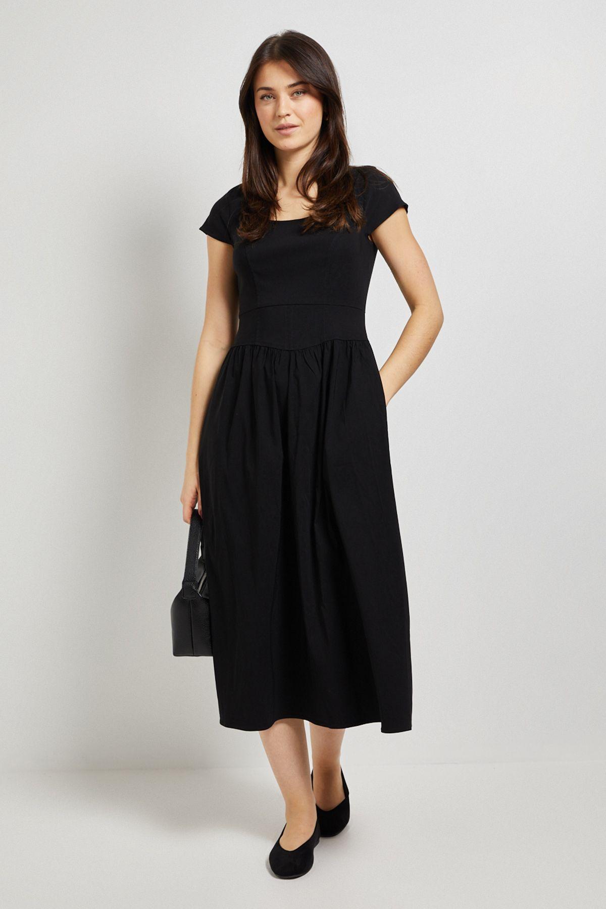 Bengaline Scoop Neck Waisted Midi Dress by DOROTHY PERKINS