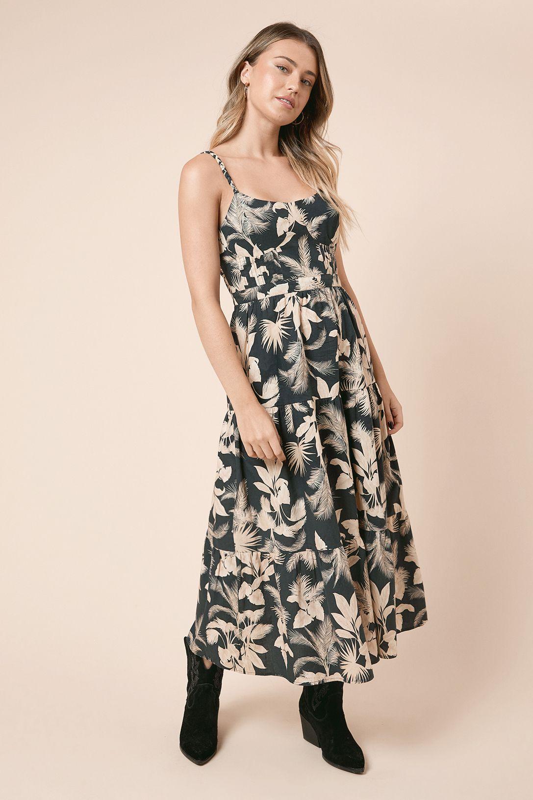 Black Palm Twist Detail Strappy Midi Dress by DOROTHY PERKINS