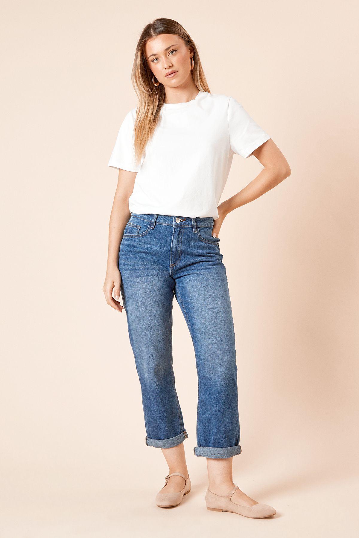Boyfriends Ankle Grazer Fold Up Jeans by DOROTHY PERKINS
