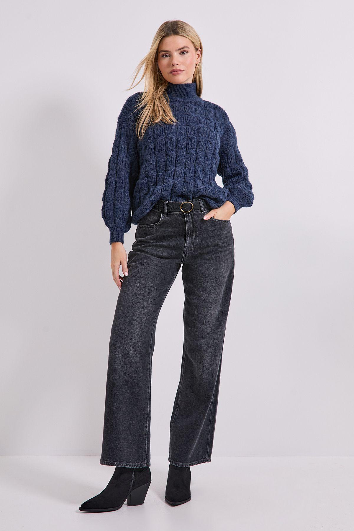 Cable Roll Neck Jumper by DOROTHY PERKINS