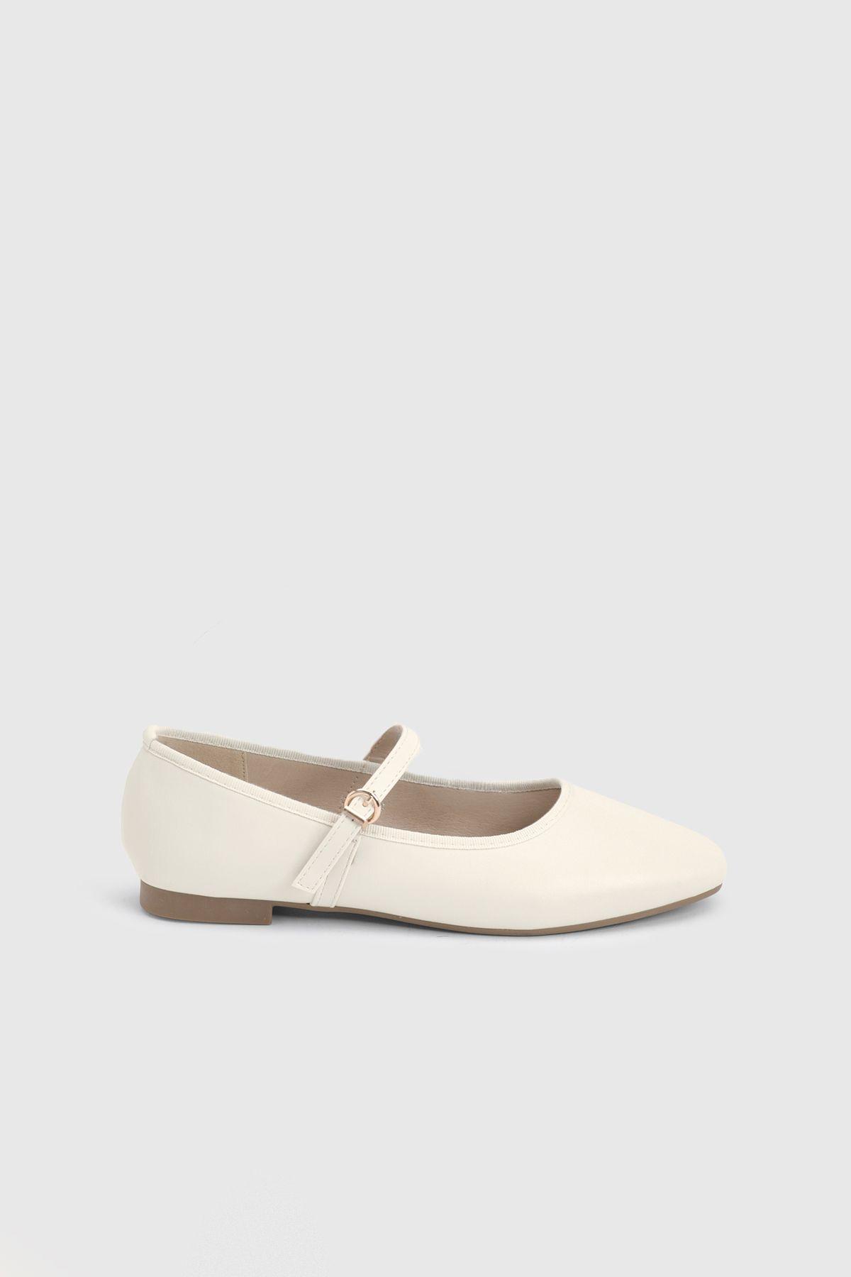 Claire Buckle Faux Leather Flat Ballerinas by DOROTHY PERKINS