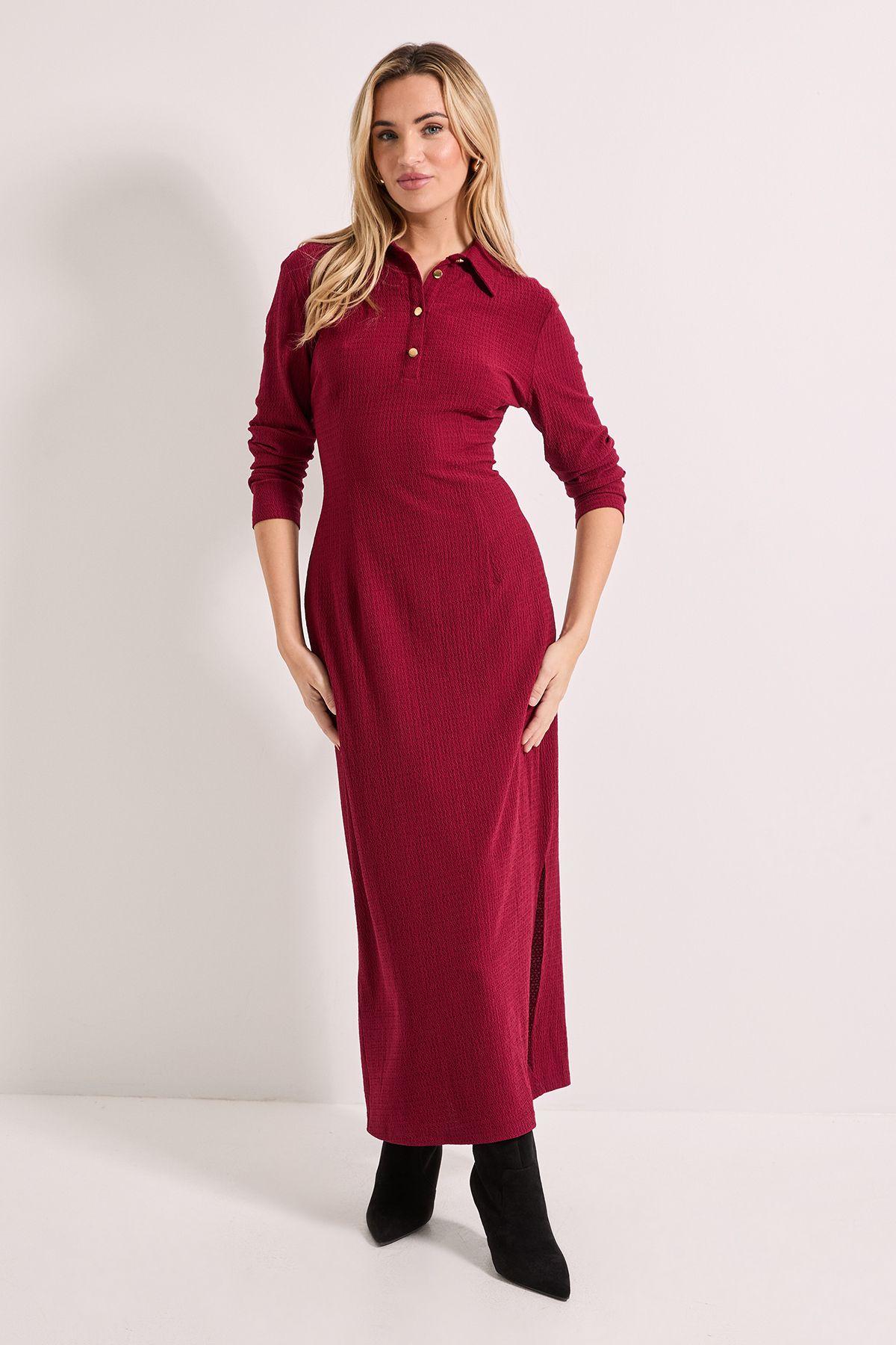 Collar Detail Jersey Long Sleeve Midi Dress by DOROTHY PERKINS Collar Detail Jersey Long Sleeve Midi Dress by DOROTHY PERKINS