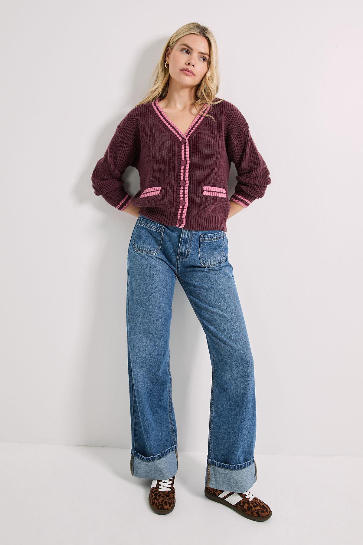 Contrast Cricket Cardigan by DOROTHY PERKINS