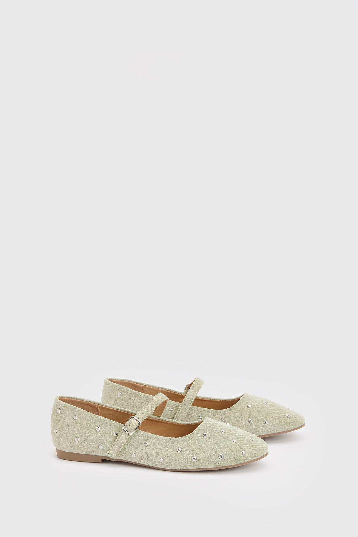 Cressie Faux Suede Studded Padded Mary Jane Ballet Flats by DOROTHY PERKINS