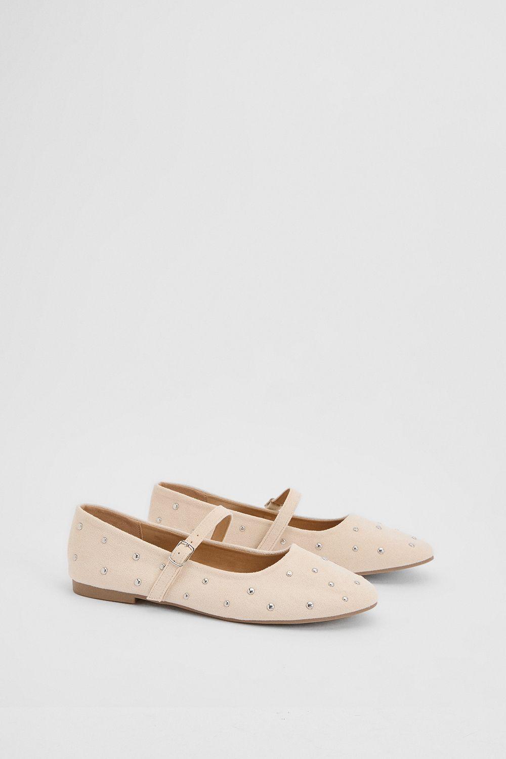 Cressie Faux Suede Studded Padded Mary Jane Ballet Flats by DOROTHY PERKINS