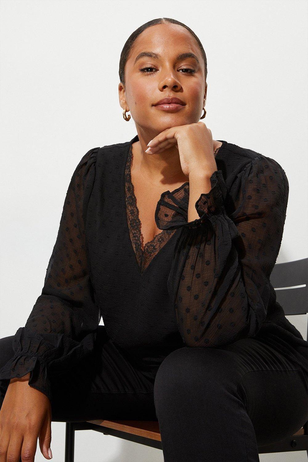Curve Chiffon Lace Insert Blouse by DOROTHY PERKINS