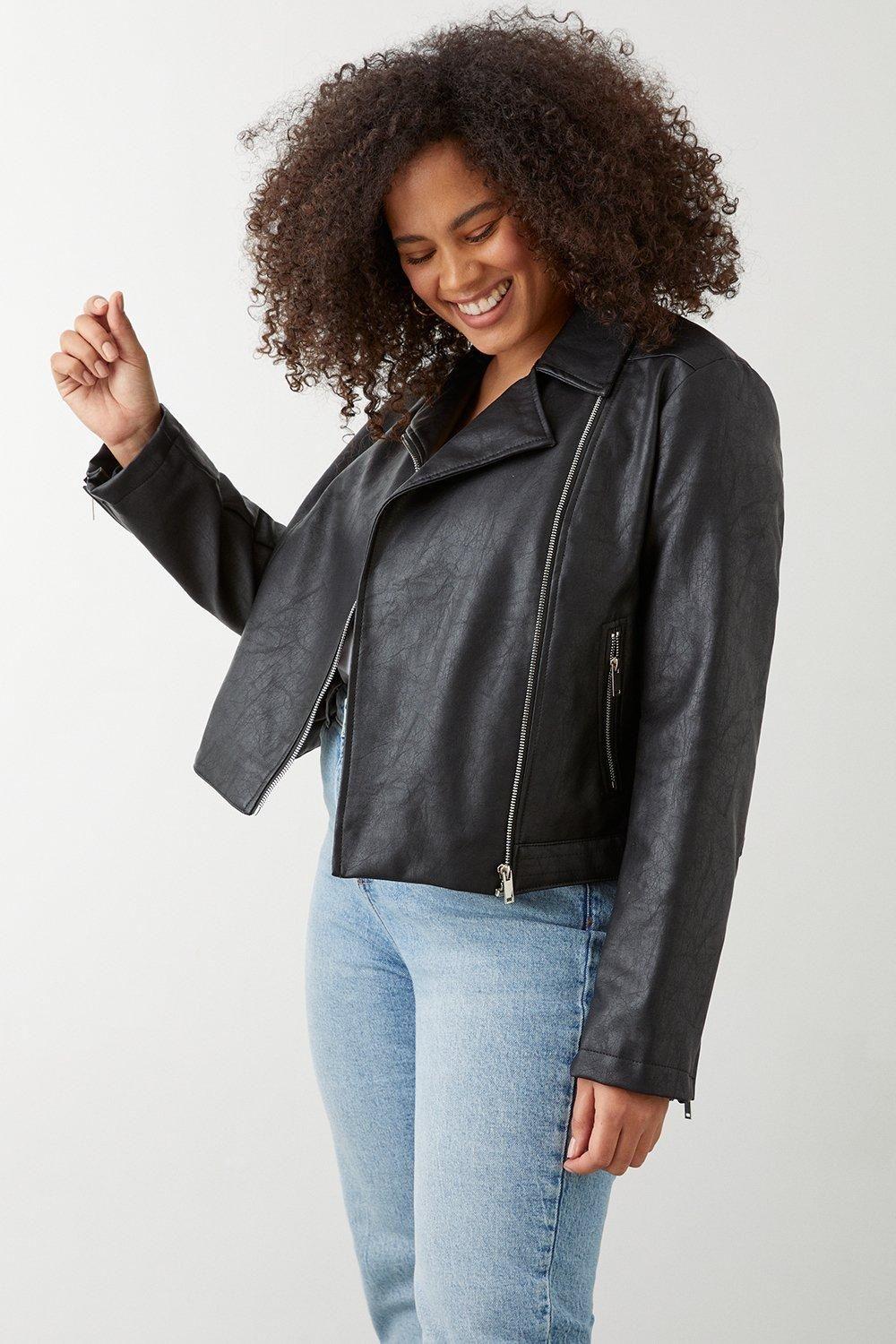 Curve Faux Leather Biker Jacket by DOROTHY PERKINS