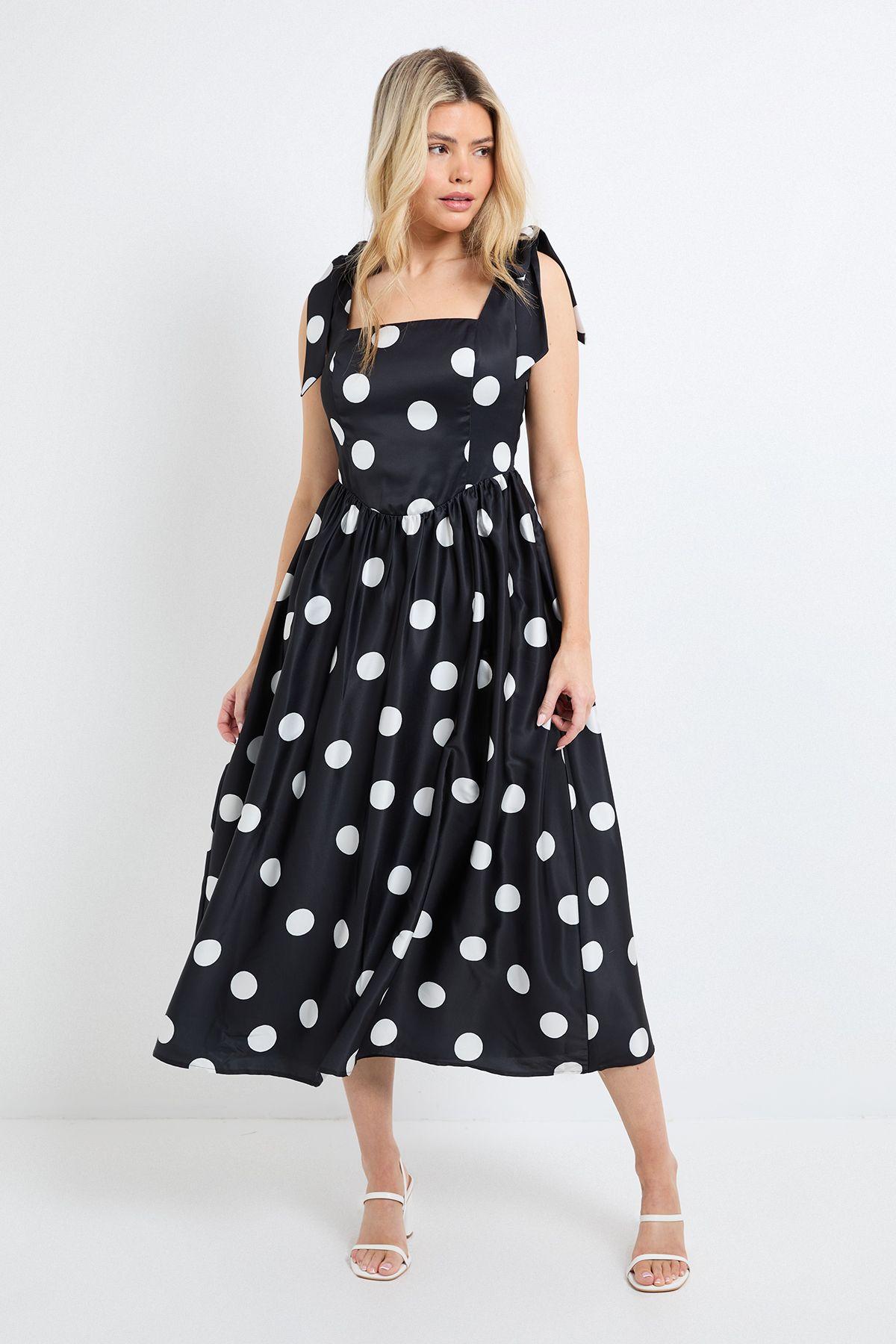 DP Luxe Printed Tie Shoulder Dropped Waist Midi Dress by DOROTHY PERKINS