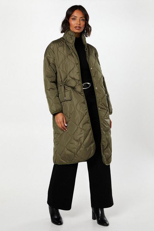 Drawstring Waist Quilted Padded Puffer Coat by DOROTHY PERKINS