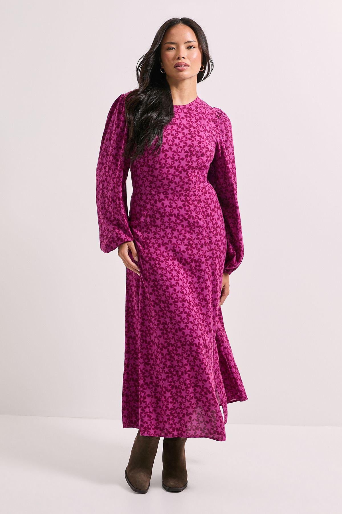 Empire Star Seam Split Detail Printed Midi Dress by DOROTHY PERKINS Empire Star Seam Split Detail Printed Midi Dress by DOROTHY PERKINS