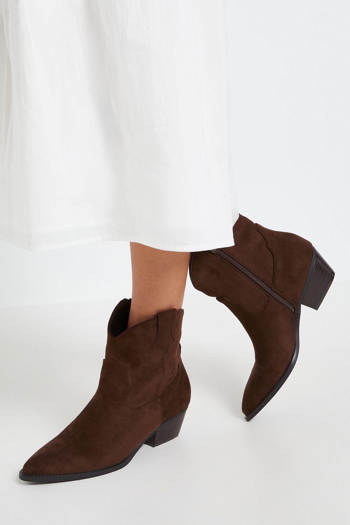 Evie Faux Suede Western Ankle Boots by DOROTHY PERKINS