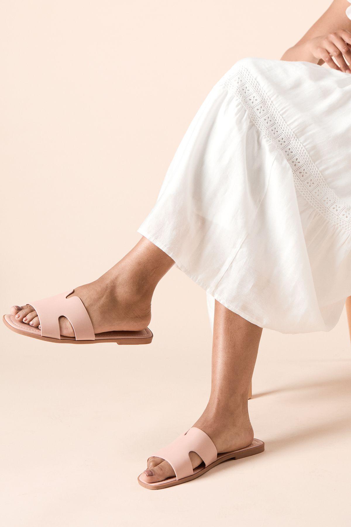 Freida Faux Leather Cutout Sliders by DOROTHY PERKINS