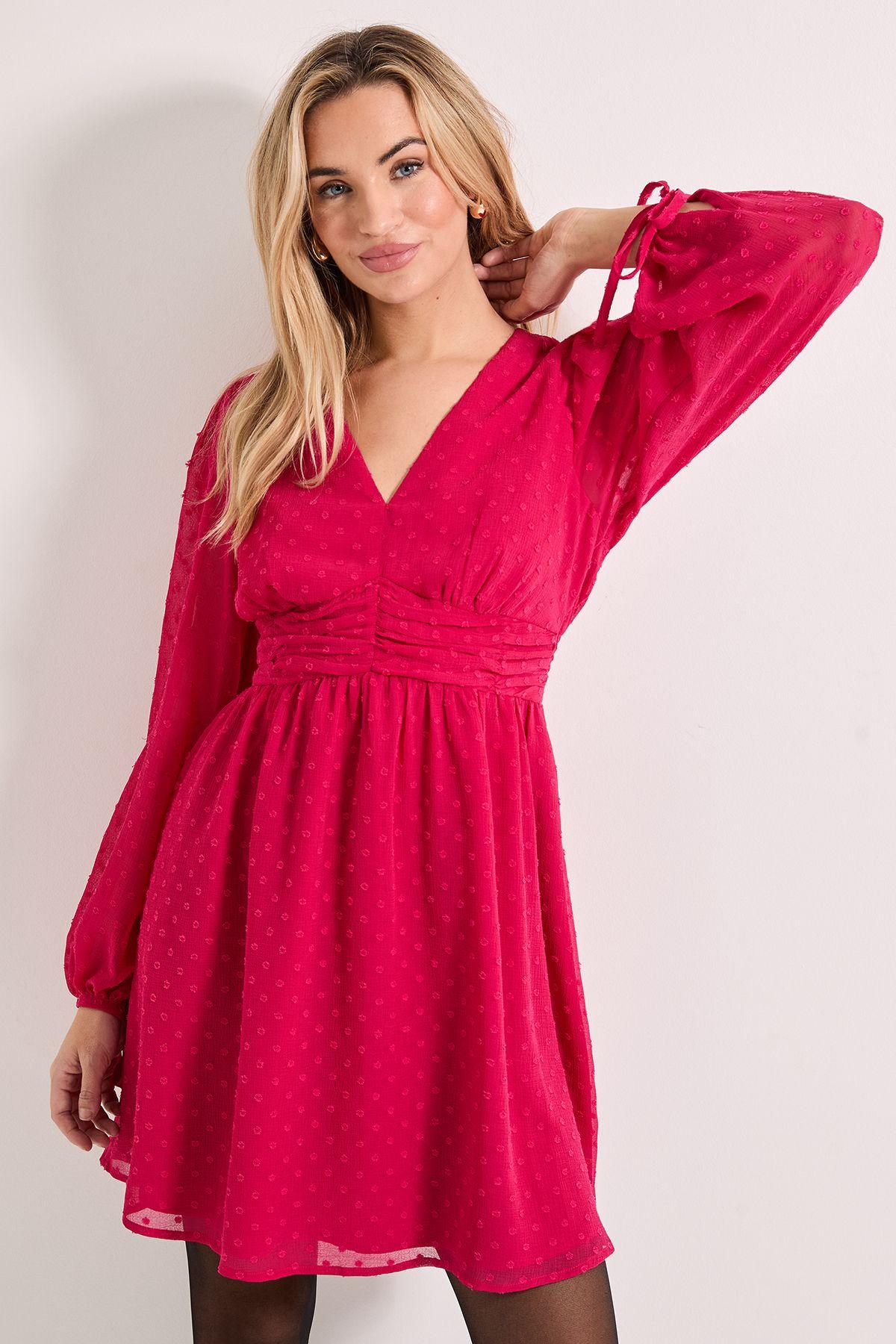 Gathered Waistband Detail Chiffon Mini Dress by DOROTHY PERKINS