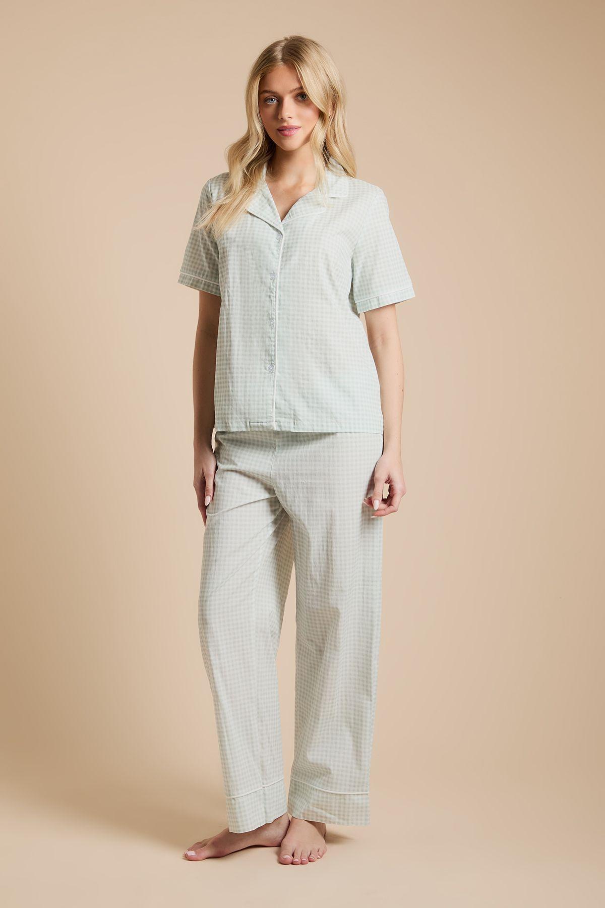 Gingham Short Sleeve Button Up Pyjama Set by DOROTHY PERKINS