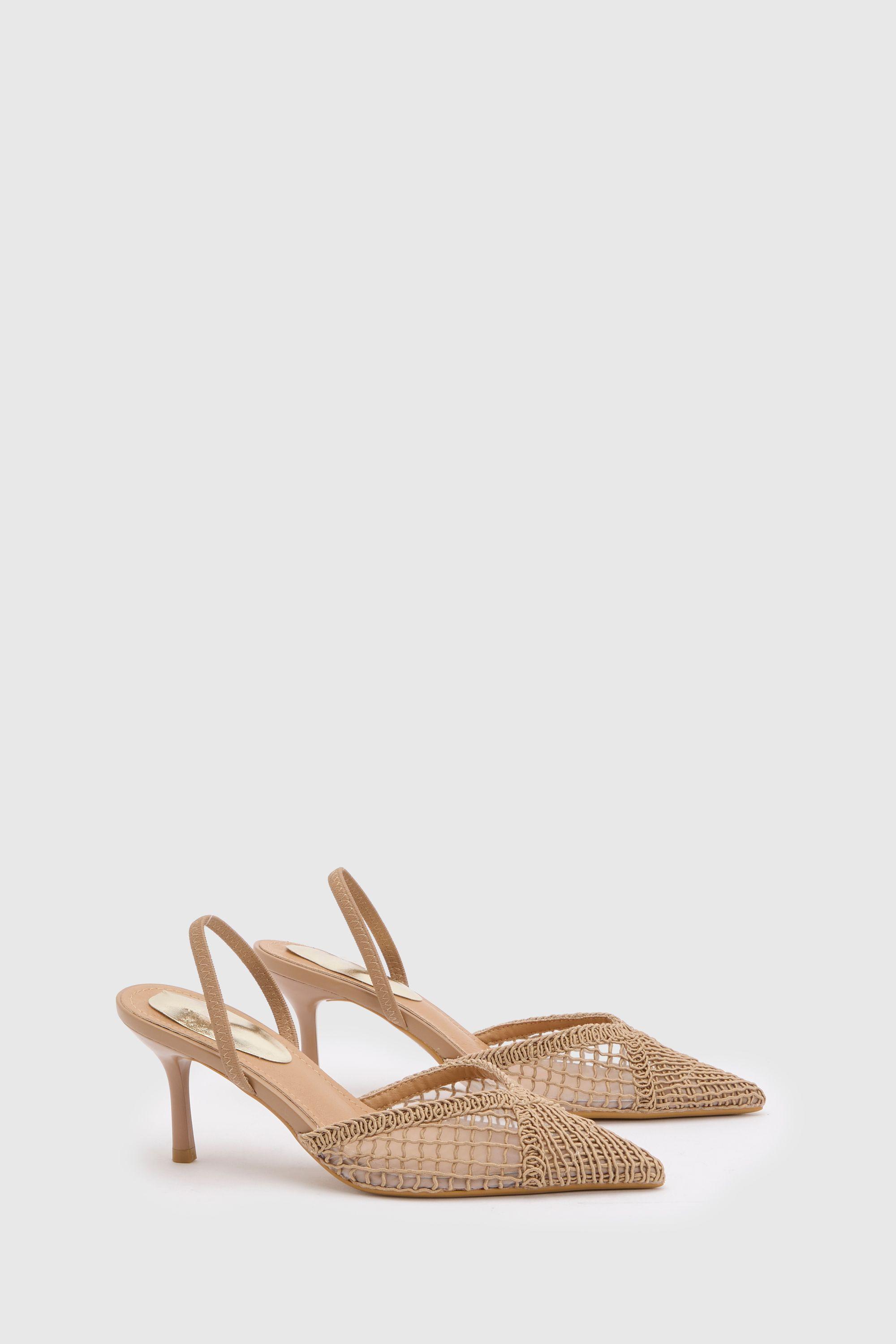 Gracie Mesh Woven 2 Part Slingback Medium Stiletto Heel Court Shoes by DOROTHY PERKINS