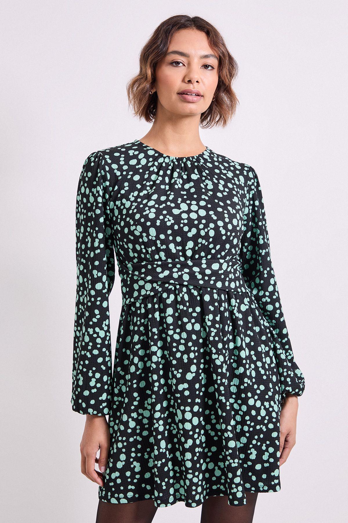Green Knot Waist Detail Jersey Mini Dress by DOROTHY PERKINS