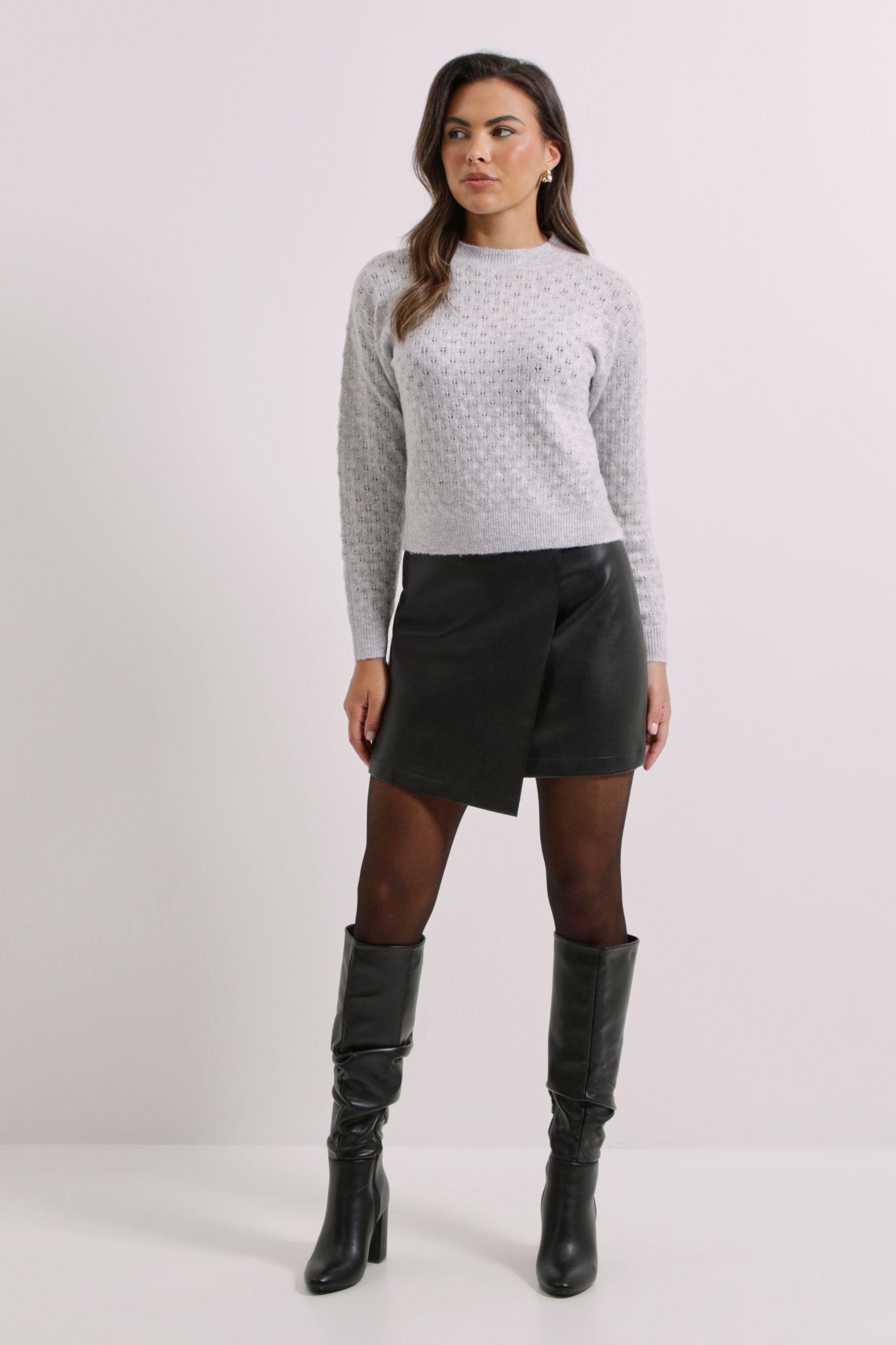 Grey Pointelle Jumper by DOROTHY PERKINS
