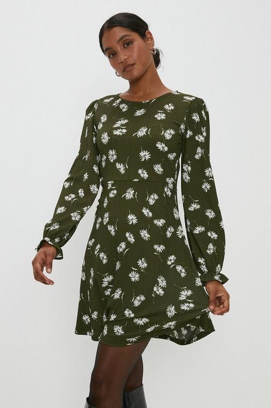 Khaki Floral Mini Dress by DOROTHY PERKINS