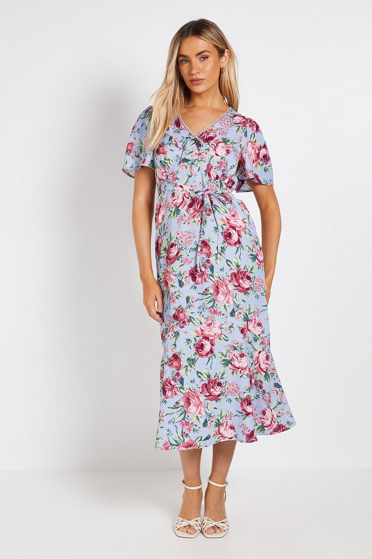 Lace Trim Angel Sleeve Maxi Dress by DOROTHY PERKINS