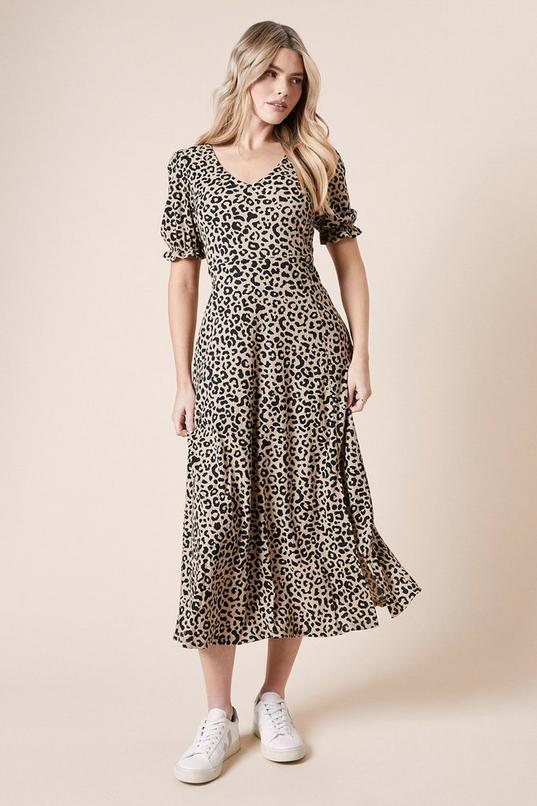 Leopard Print Short Sleeve Jersey Midi Dress by DOROTHY PERKINS