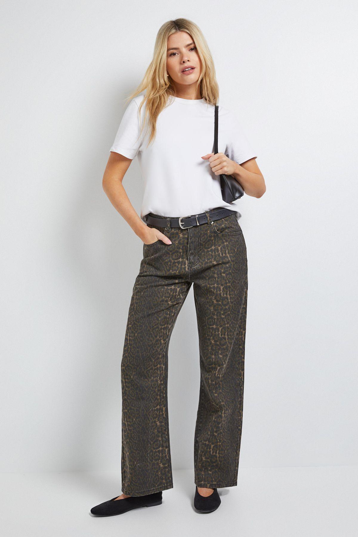 Leopard Tapered Straight Denim Jean by DOROTHY PERKINS