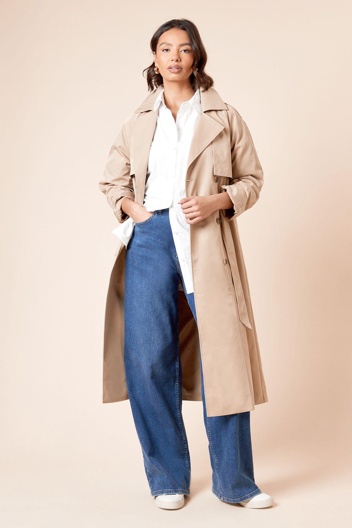 Longline Double Breasted Belted Trench Coat by DOROTHY PERKINS
