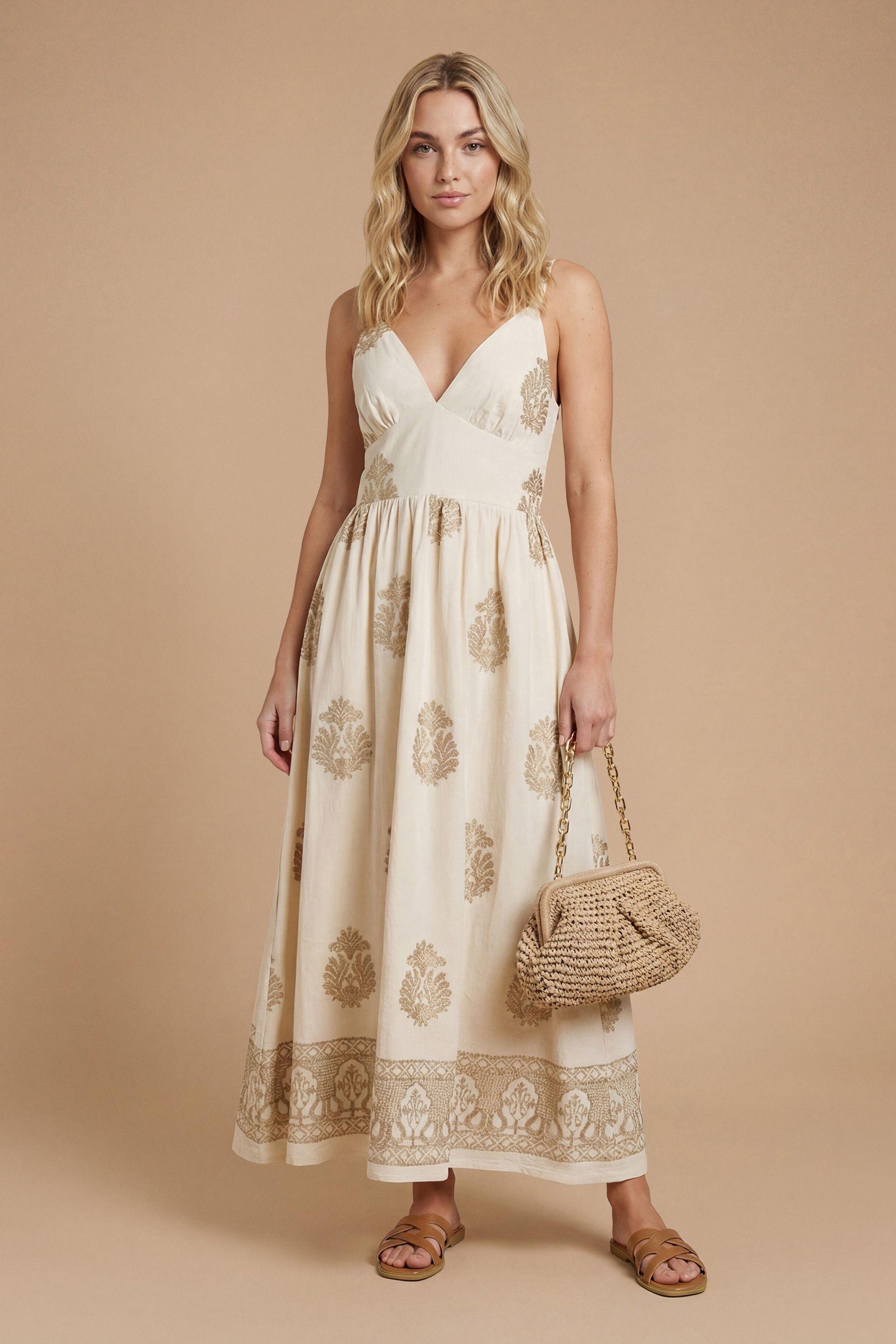 Metallic Embroidered Strappy Midi Dress by DOROTHY PERKINS
