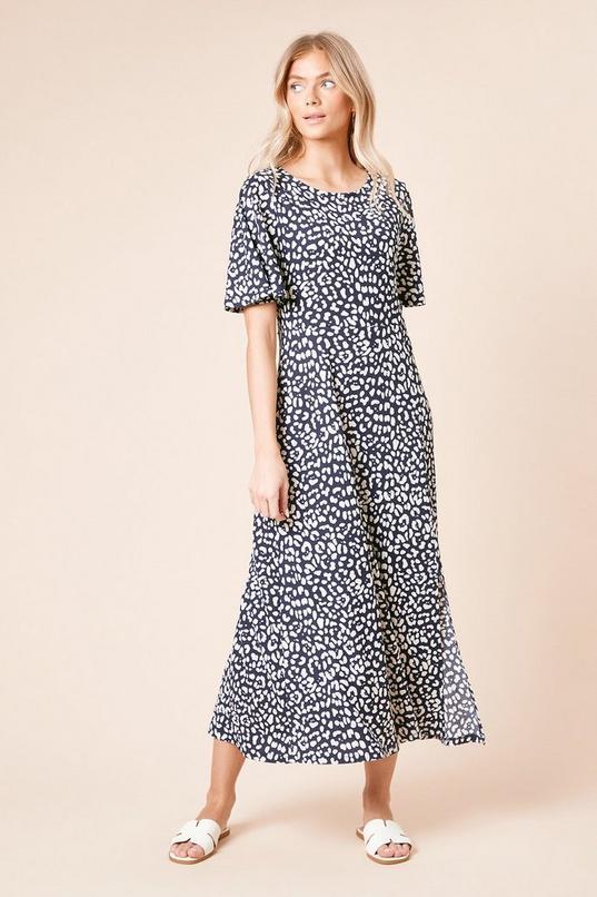 Navy Leopard Angel Sleeve Midi Dress by DOROTHY PERKINS