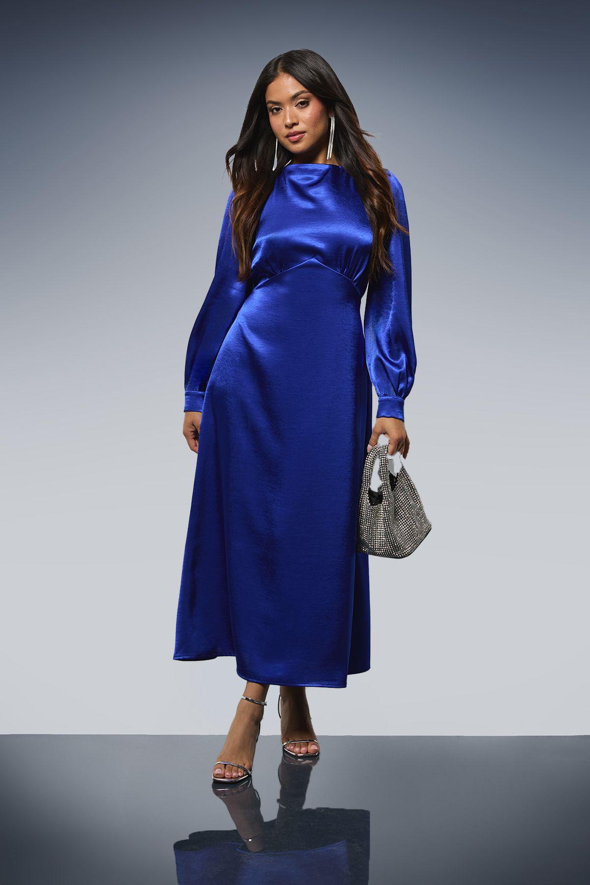 Petite DP Luxe Blouson Empire Sleeve Seam Detail Midi Dress by DOROTHY PERKINS