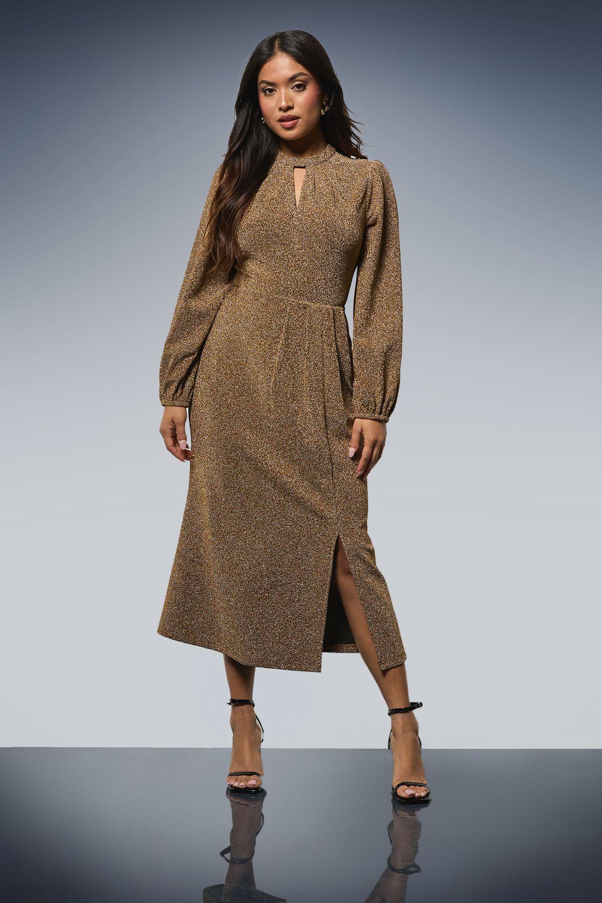 Petite DP Luxe Keyhole Detail Sparkle Jersey Midi Dress by DOROTHY PERKINS