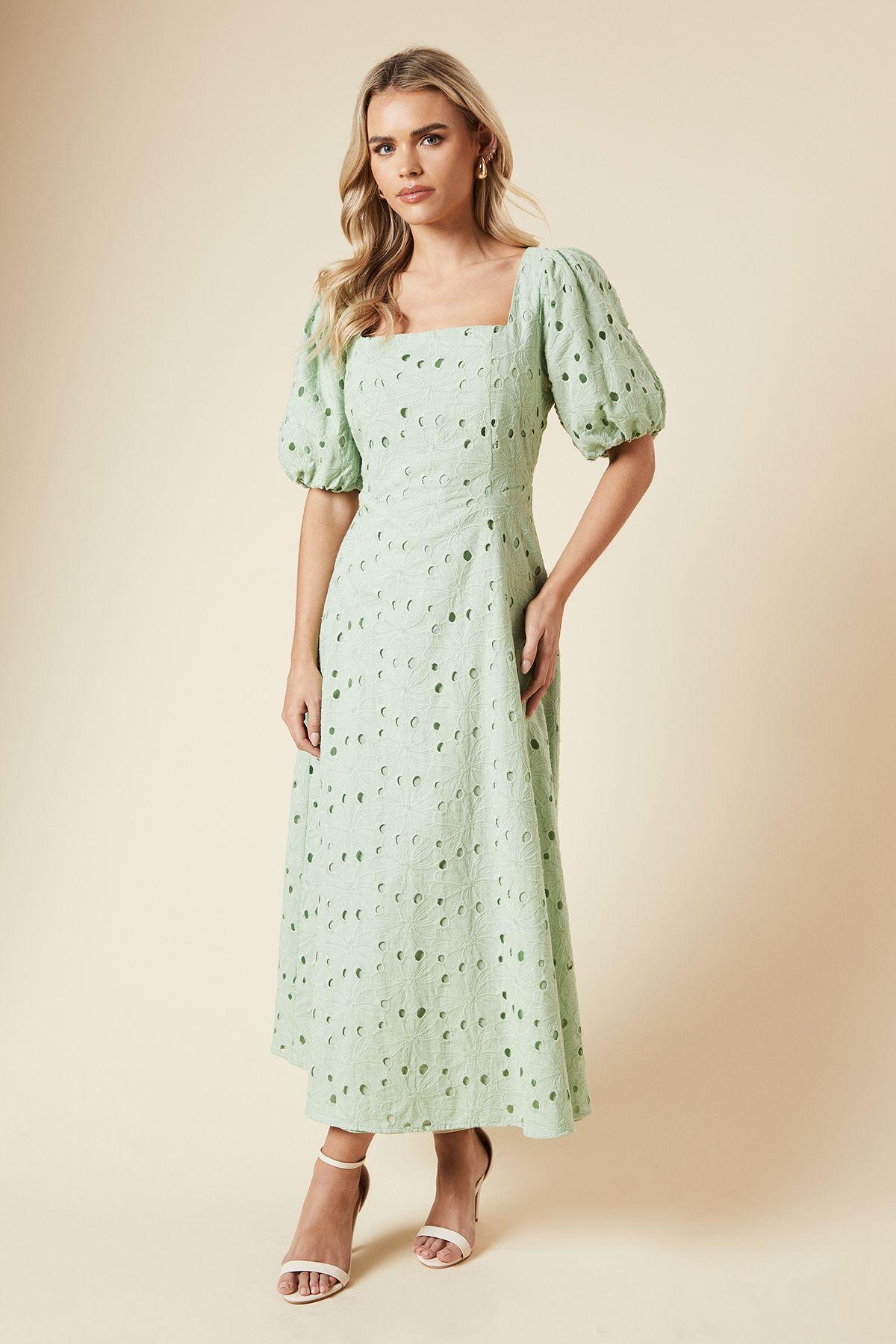 Petite DP Luxe Lace Puff Sleeve Midi Dress by DOROTHY PERKINS