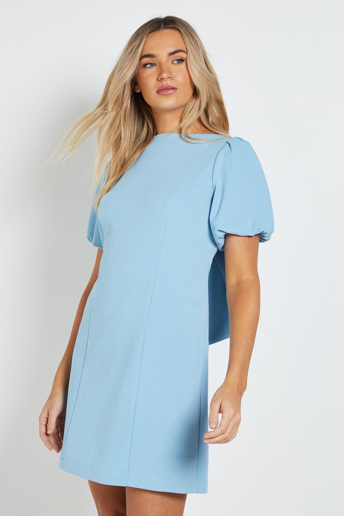 Petite DP Luxe Puff Sleeve Bow Back Mini Dress by DOROTHY PERKINS