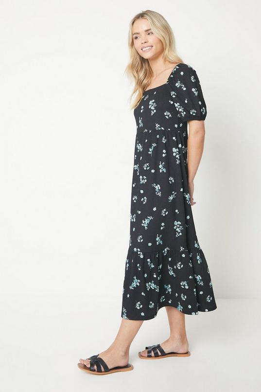 Petite Floral Square Neck Tiered Jersey Midi Dress by DOROTHY PERKINS