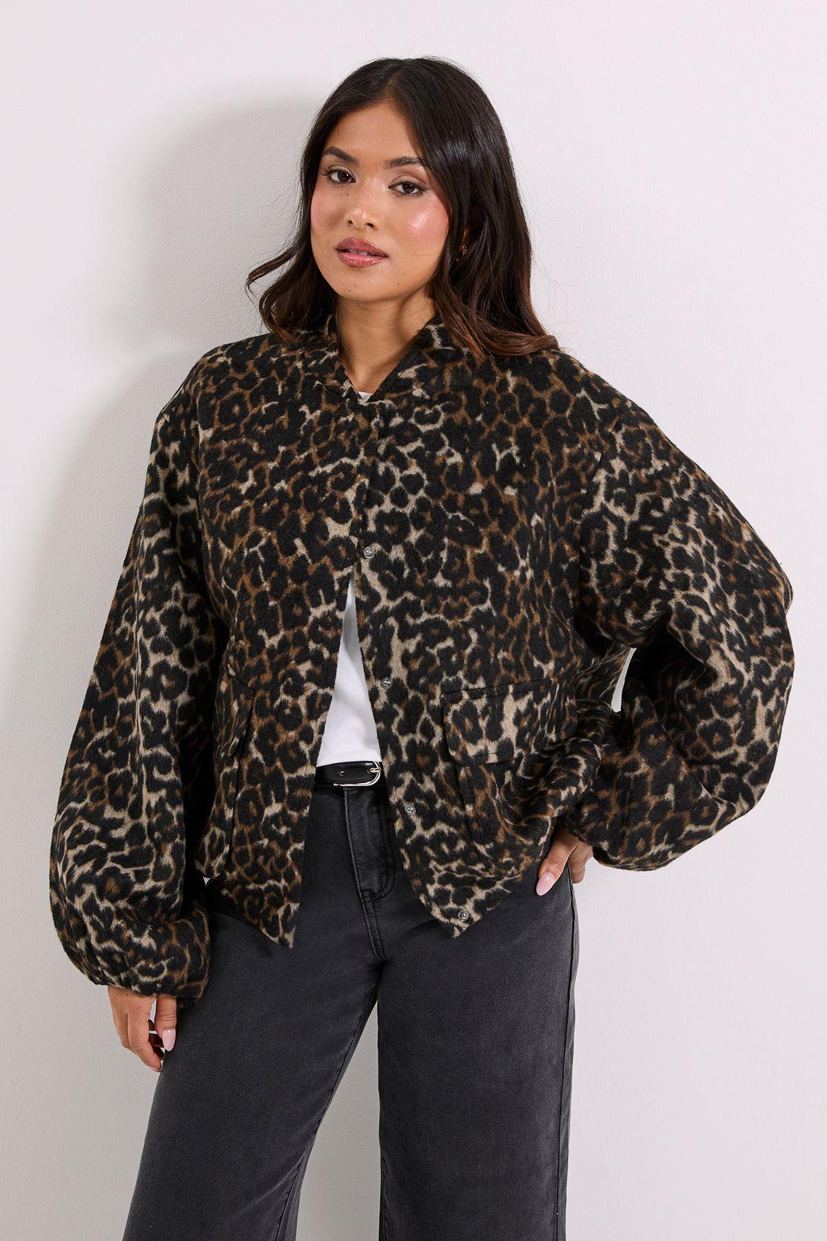 Petite Leopard Print Blouson Bomber Jacket by DOROTHY PERKINS Petite Leopard Print Blouson Bomber Jacket by DOROTHY PERKINS