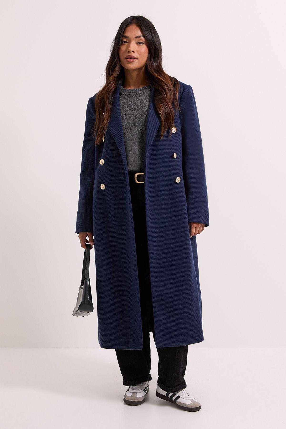 Petite Midi Length Fitted Military Coat by DOROTHY PERKINS