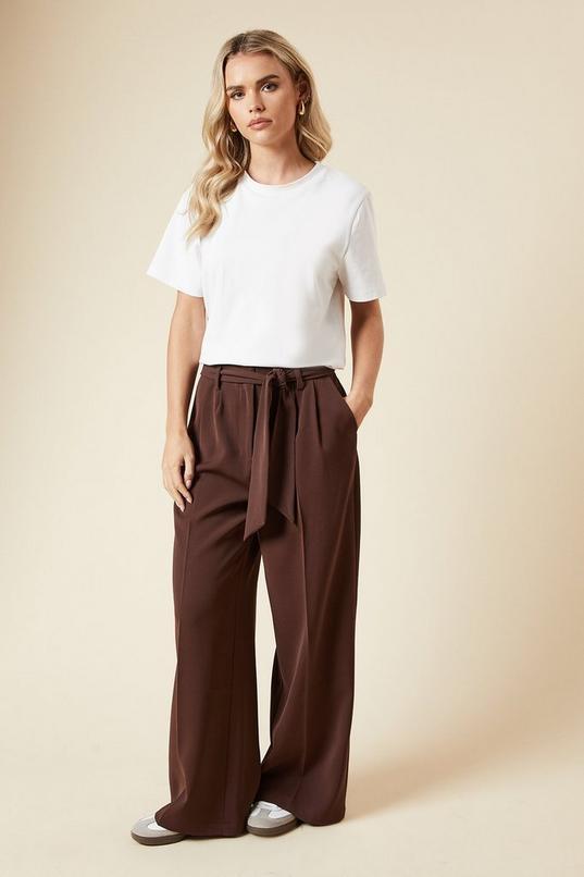 Petite Paperbag Belted Wide Leg Trouser by DOROTHY PERKINS