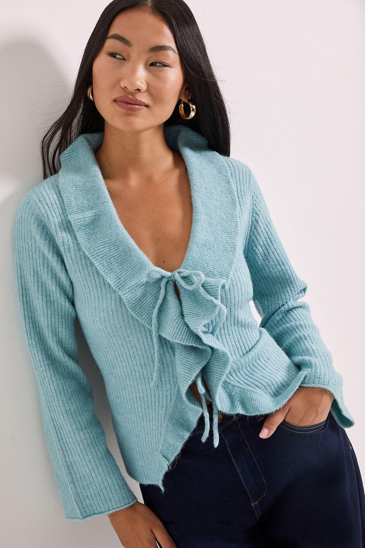 Petite Ruffle Tie Front Cardigan by DOROTHY PERKINS