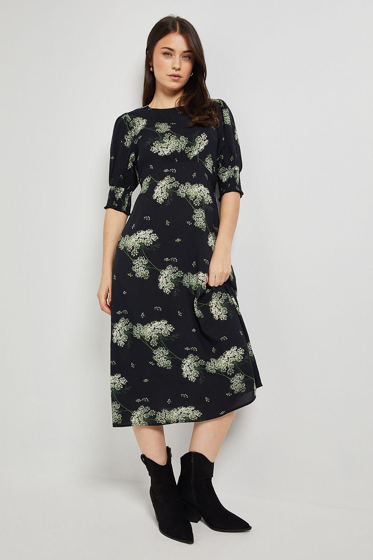 Petite Shirred Cuff Midi Dress by DOROTHY PERKINS