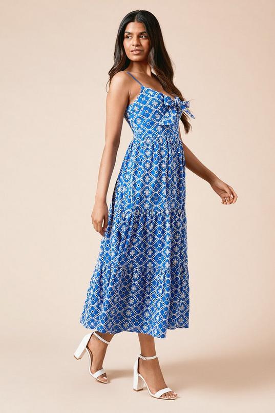 Petite Tie Front Broderie Midi Dress by DOROTHY PERKINS