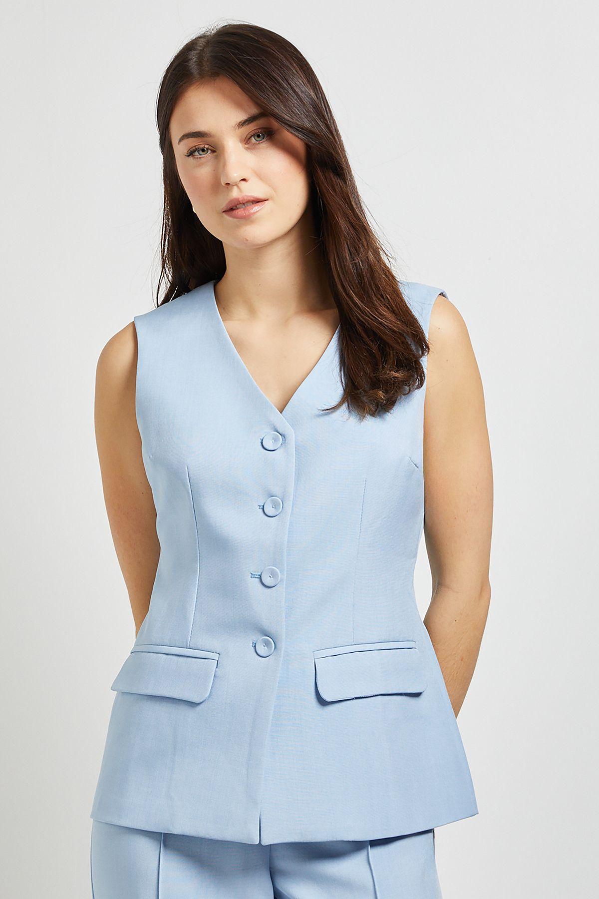 Pocket Detail Longline Button Up Waistcoat by DOROTHY PERKINS