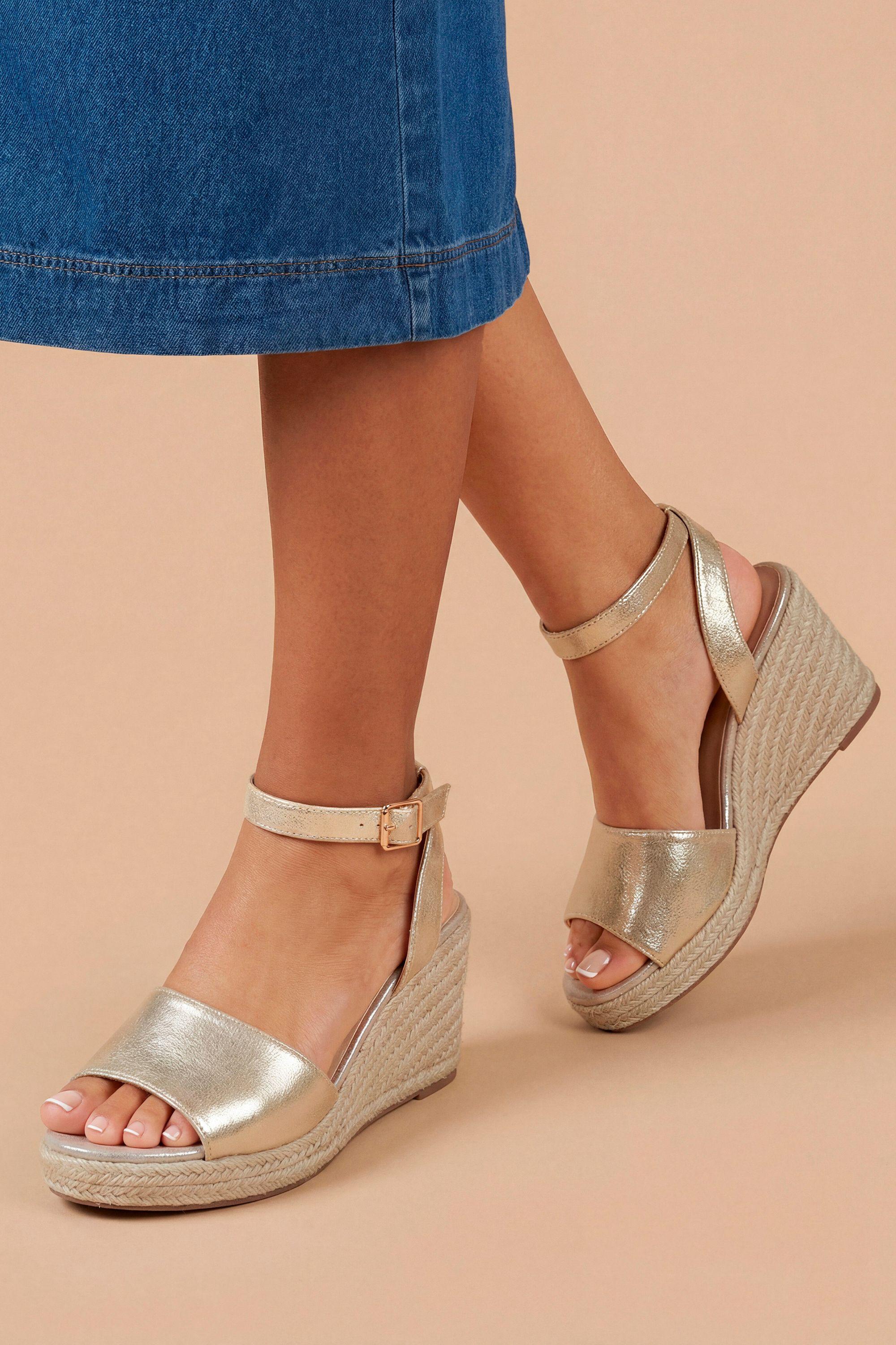 Rebekah Metallic Textile Peep Toe Espadrille Wedge Sandals by DOROTHY PERKINS