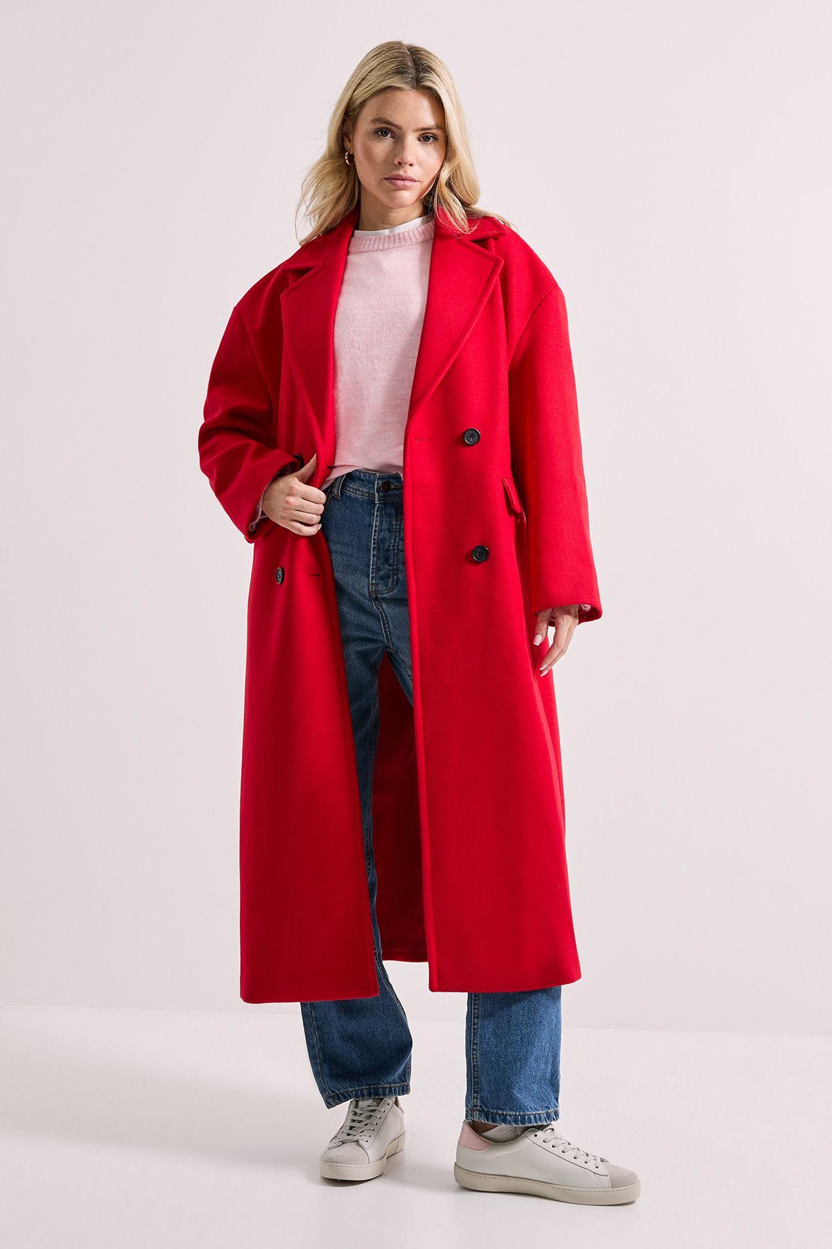 Relaxed Buttoned Midi Coat by DOROTHY PERKINS