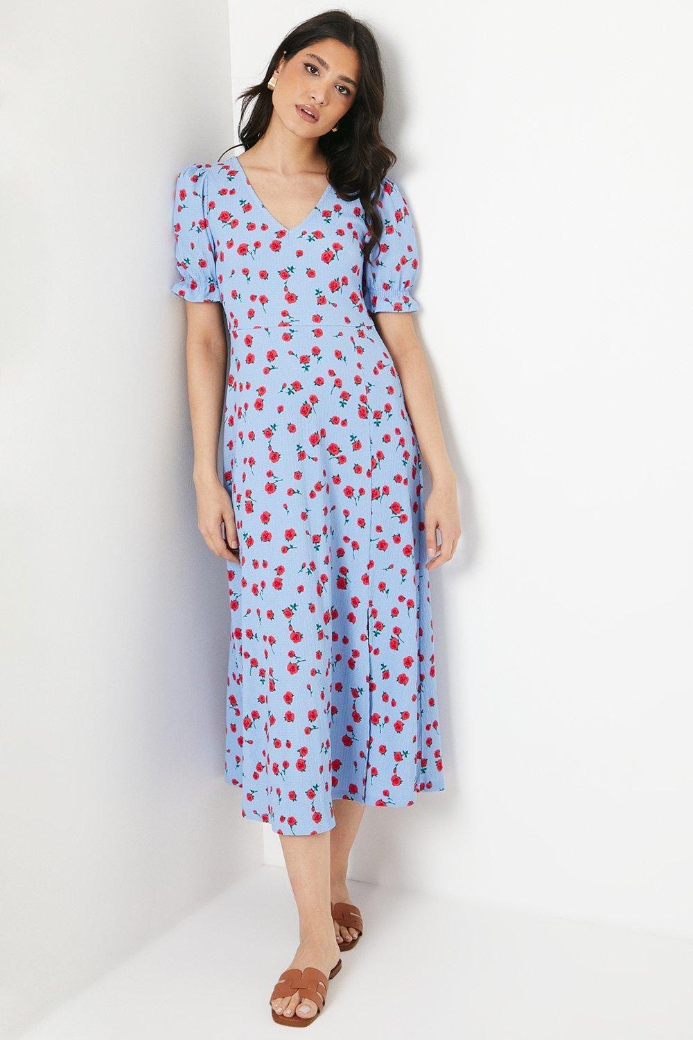 Rose V Neck Short Sleeve Jersey Midi Dress by DOROTHY PERKINS